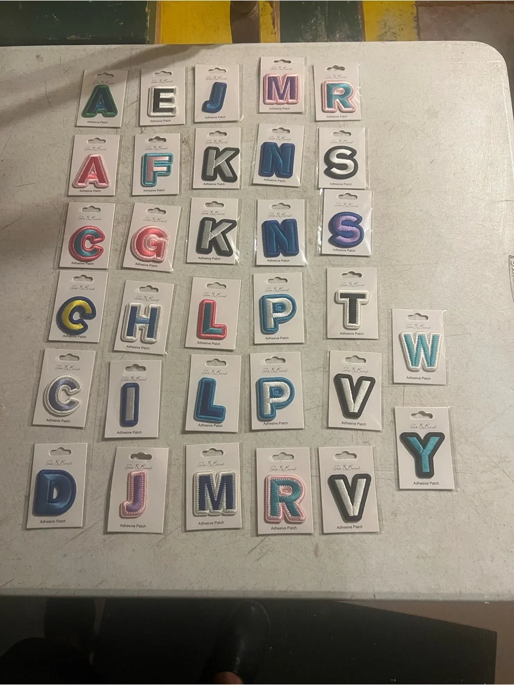Alphabet Letter Adhesive Patches - Blue, Pink, Teal, Yellow, Gray #4